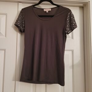 Philosophy olive soft t shirt with studded sleeves